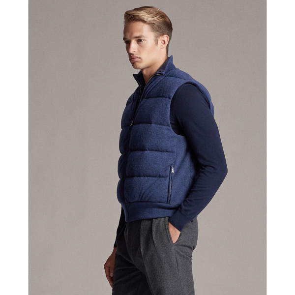 Squadron Blue Heather Merino-Cashmere Down Gilet Purple Label 5