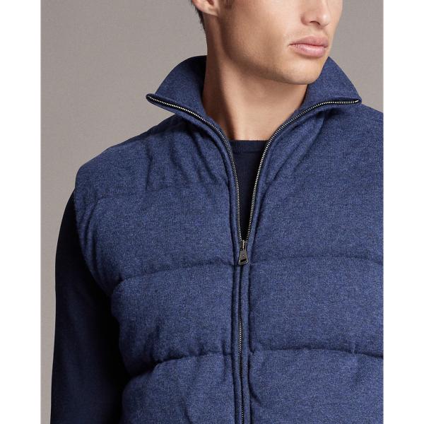 Squadron Blue Heather Merino-Cashmere Down Gilet Purple Label 7