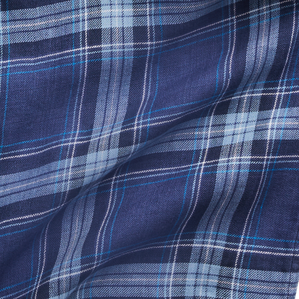 Multi Blue Plaid Linen Twill Shirt Purple Label 8
