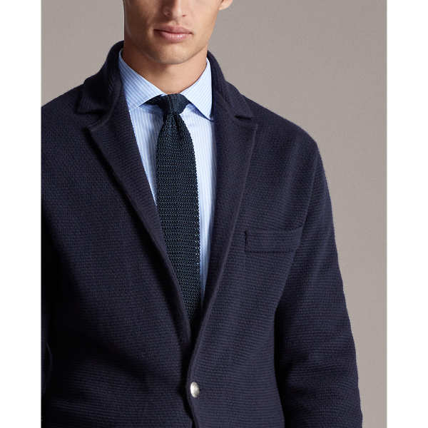 Classic Chairman Navy Wool-Cashmere Cardigan Purple Label 6