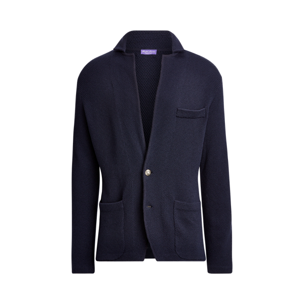 Classic Chairman Navy Wool-Cashmere Cardigan Purple Label 2