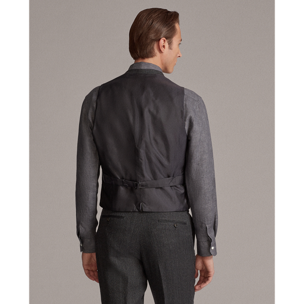 Black/Grey Herringbone Wool-Linen Waistcoat Purple Label 4