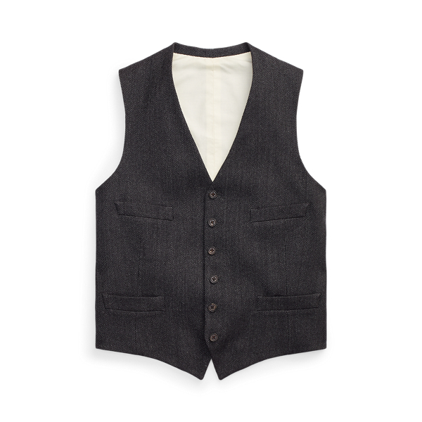 Herringbone Wool-Linen Waistcoat Purple Label 1