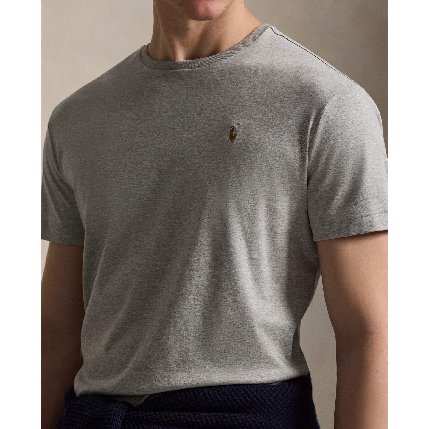 Мужская футболка Ralph Lauren Classic Fit Soft Cotton Crewneck, цвет: Меланжевый, вариант 1 — фото 3