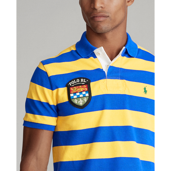 Cruise Royal/Gold Bugle Custom Slim Fit Mesh Polo Polo Ralph Lauren 7