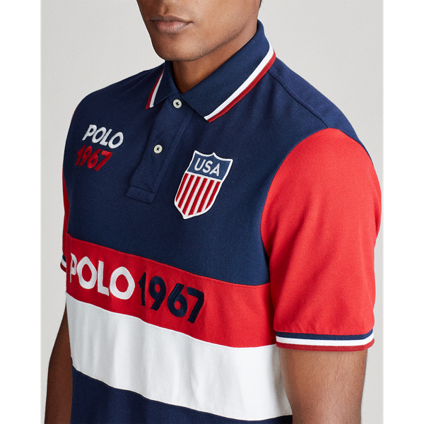 Cruise Navy Multi Custom Slim Fit Shield Polo Polo Ralph Lauren 6