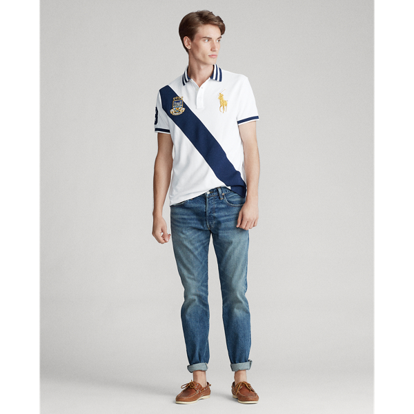 White Custom Slim Fit Mesh Polo Polo Ralph Lauren 4