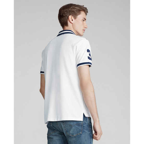 White Custom Slim Fit Mesh Polo Polo Ralph Lauren 5