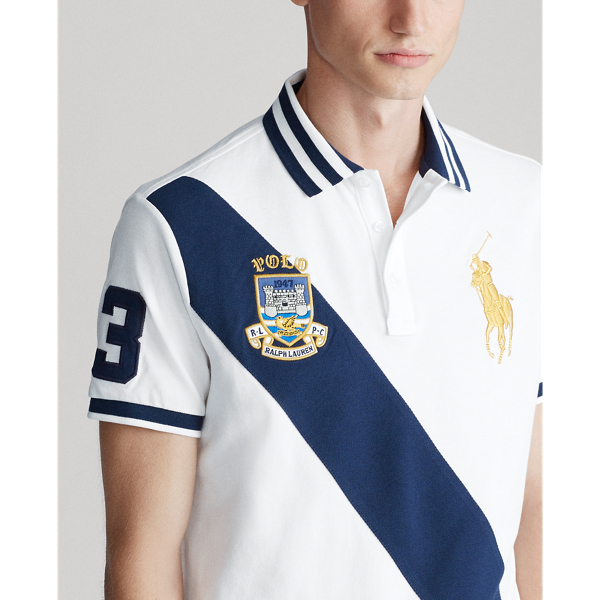 White Custom Slim Fit Mesh Polo Polo Ralph Lauren 6