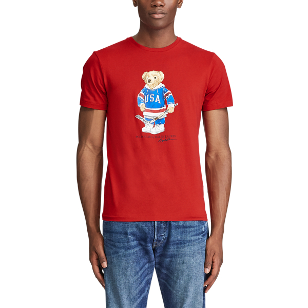RL 2000 Red Usa Bear Custom Slim Fit Bear T-Shirt Polo Ralph Lauren 3