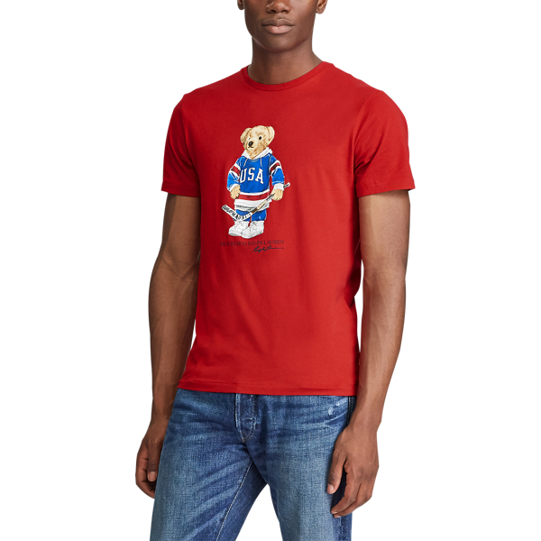 RL 2000 Red Usa Bear Custom Slim Fit Bear T-Shirt Polo Ralph Lauren 5