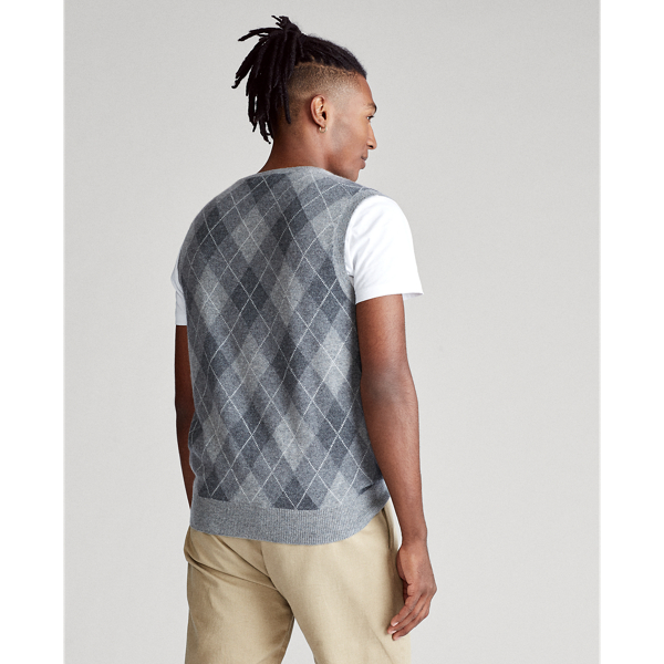 Grey Multi Argyle Cashmere Sweater Vest Polo Ralph Lauren 5