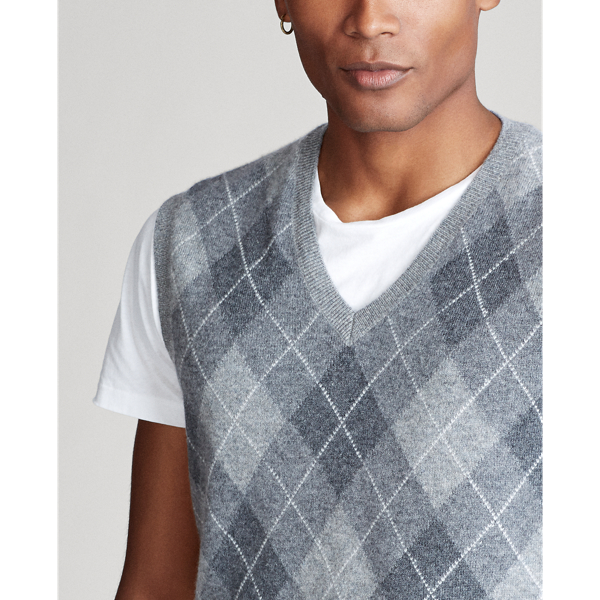 Grey Multi Argyle Cashmere Sweater Vest Polo Ralph Lauren 6