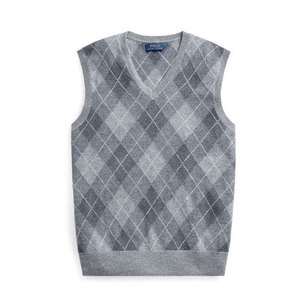 Grey Multi Argyle Cashmere Sweater Vest Polo Ralph Lauren 2