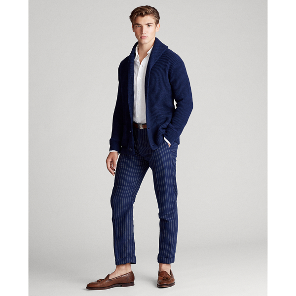 Spring Navy Heather Wool Shawl-Collar Cardigan Polo Ralph Lauren 3