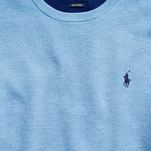 Soft Royal Heather Mesh-Knit Cotton Crewneck Sweater Polo Ralph Lauren 7