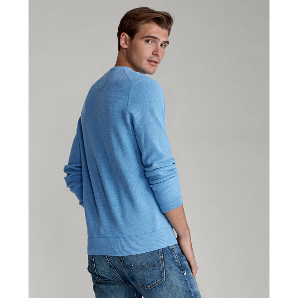 Soft Royal Heather Mesh-Knit Cotton Crewneck Sweater Polo Ralph Lauren 5