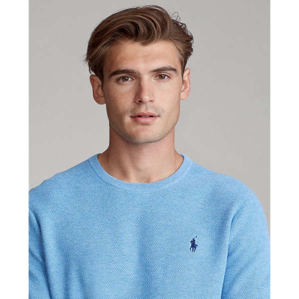 Soft Royal Heather Mesh-Knit Cotton Crewneck Sweater Polo Ralph Lauren 6