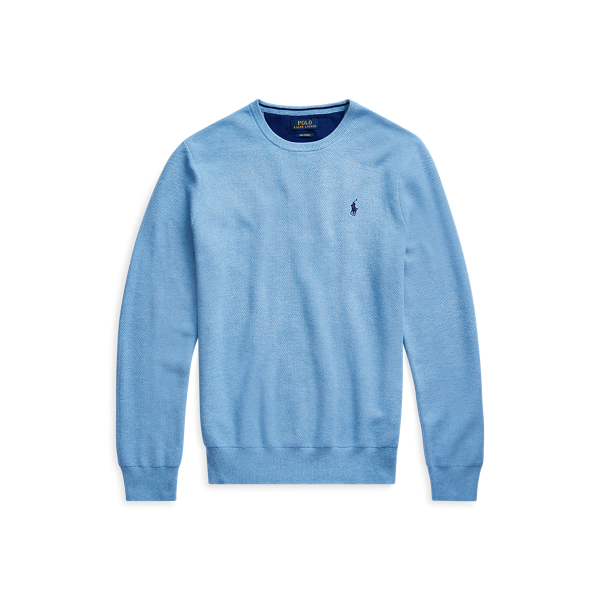 Soft Royal Heather Mesh-Knit Cotton Crewneck Sweater Polo Ralph Lauren 2