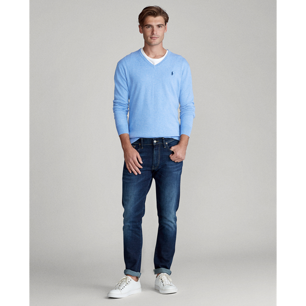 Soft Royal Heather Slim Fit Cotton V-Neck Sweater Polo Ralph Lauren 3