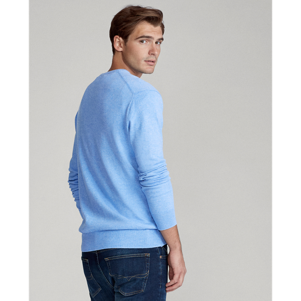 Soft Royal Heather Slim Fit Cotton V-Neck Sweater Polo Ralph Lauren 4