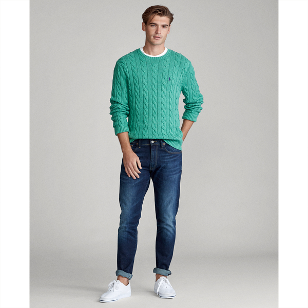 Potomac Green Heather Cable-Knit Cotton Jumper Polo Ralph Lauren 3