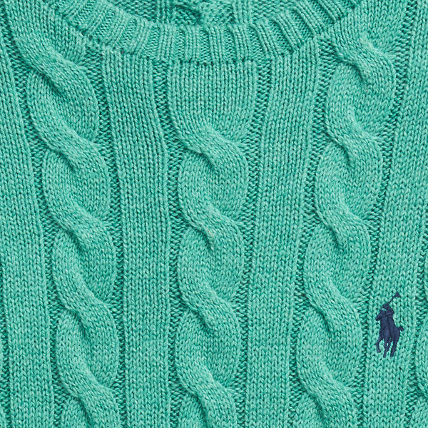 Potomac Green Heather Cable-Knit Cotton Jumper Polo Ralph Lauren 7