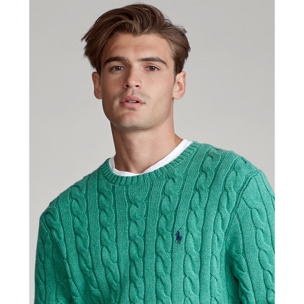 Potomac Green Heather Cable-Knit Cotton Jumper Polo Ralph Lauren 6