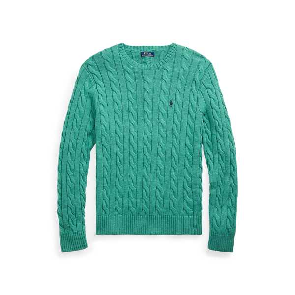Potomac Green Heather Cable-Knit Cotton Jumper Polo Ralph Lauren 2
