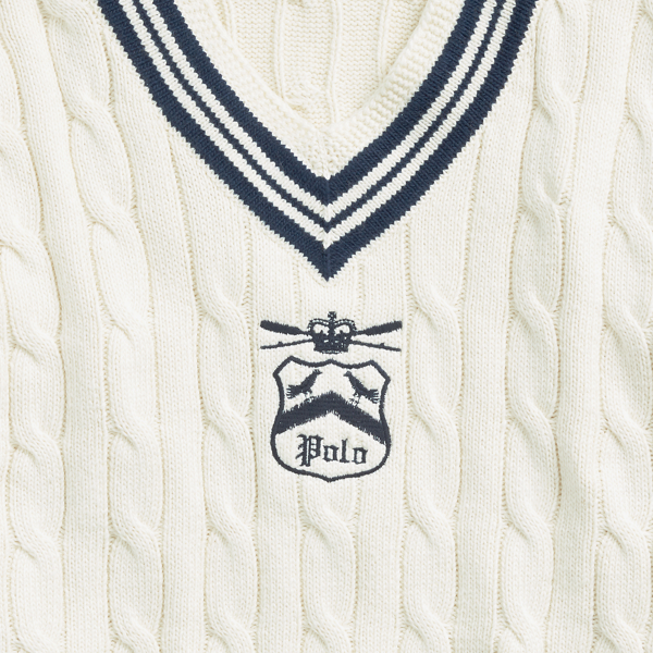 Cream/Newport Navy Embroidered Cricket Jumper Polo Ralph Lauren 6