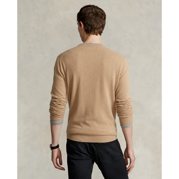 Camel Melange Washable Cashmere Crewneck Sweater Polo Ralph Lauren 5