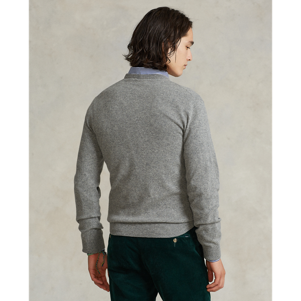 Fawn Grey Heather Washable Cashmere Crewneck Sweater Polo Ralph Lauren 5
