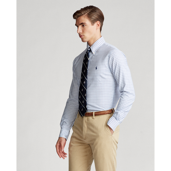 Cobalt Blue/Navy Custom Fit Tattersall Shirt Polo Ralph Lauren 4
