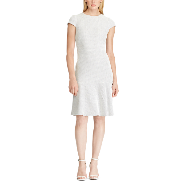 Cream/Lh Navy Jacquard Drop-Waist Dress Lauren 3