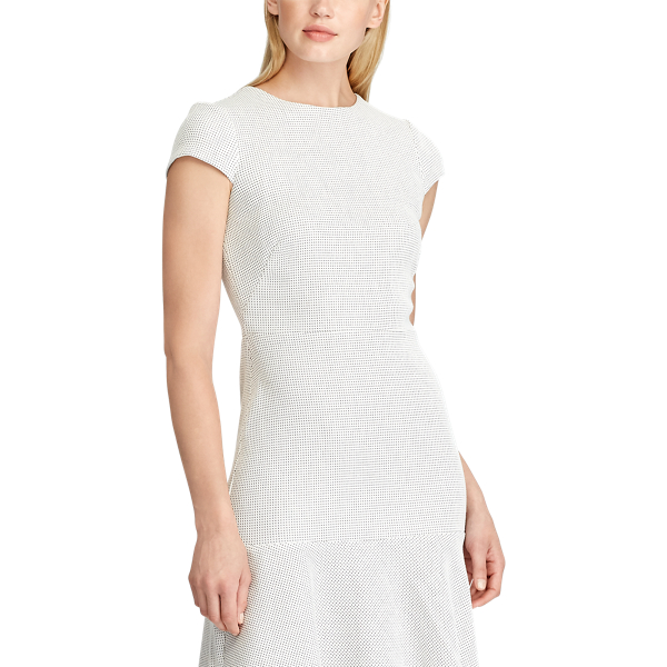 Cream/Lh Navy Jacquard Drop-Waist Dress Lauren 4