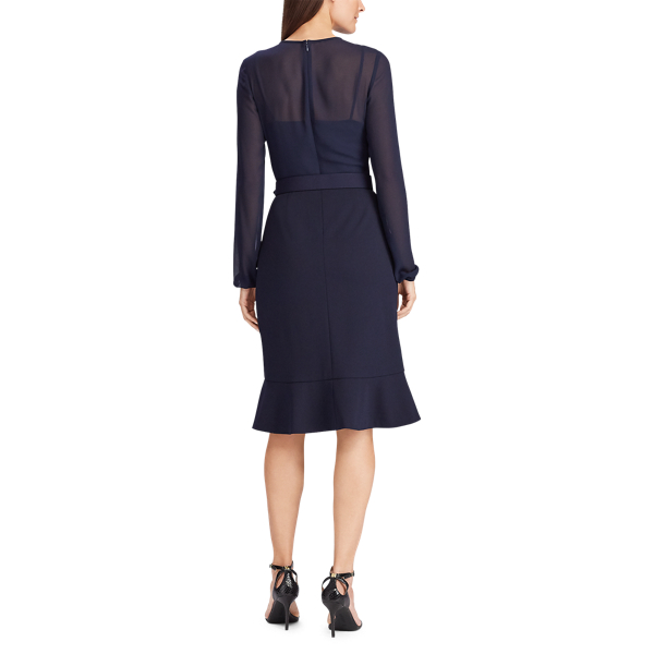 Lighthouse Navy Georgette-Jersey Dress Lauren 5