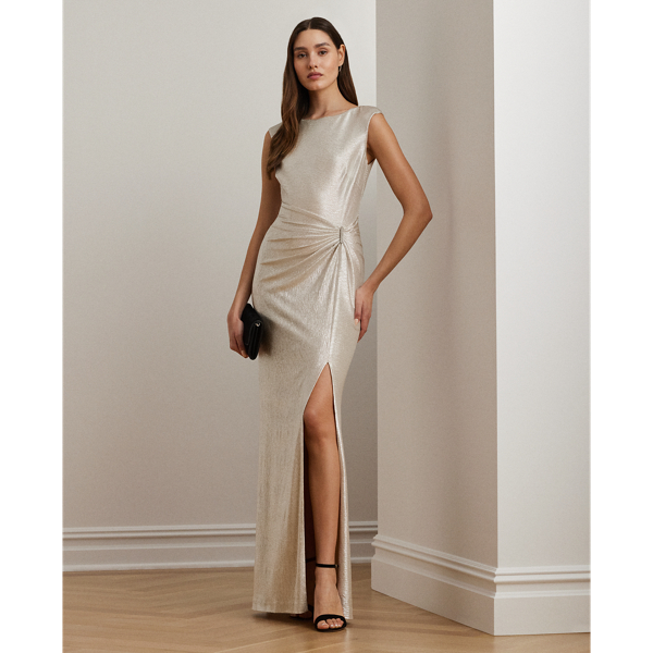 Metallic Knit Sleeveless Gown