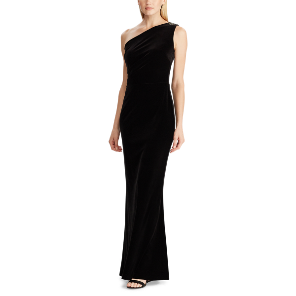 Black Velvet One-Shoulder Gown Lauren 3