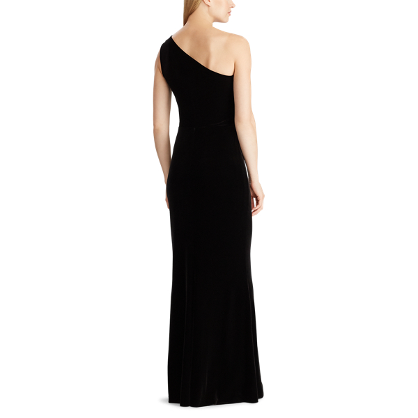 Black Velvet One-Shoulder Gown Lauren 5