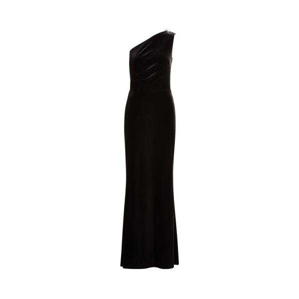 Velvet One-Shoulder Gown
