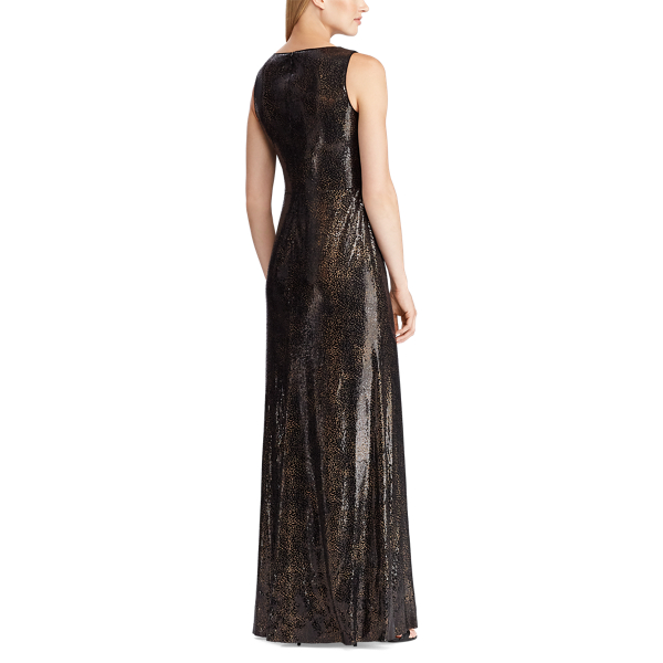 Black/Bronze Sequined Surplice Gown Lauren 5