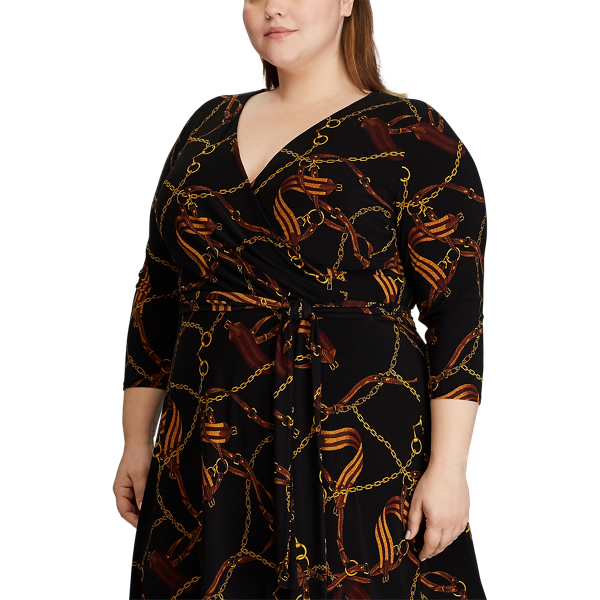 Robe ajust&eacute;e &eacute;vas&eacute;e Lauren Woman en Noir/Or/Multi 4
