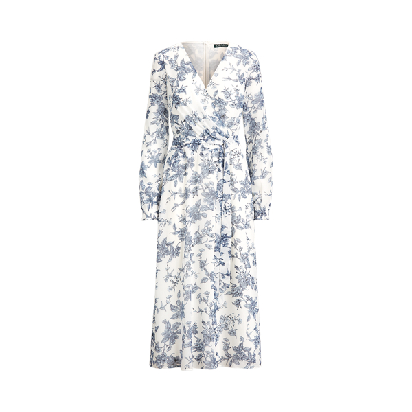 Belted Floral Georgette Dress Lauren 1