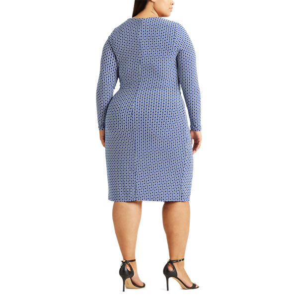 Parisian Blue/Cream Print Jersey Long-Sleeve Dress Lauren Woman 5