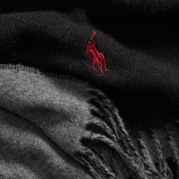 Polo Black/Grey Reversible Wool-Blend Scarf Polo Ralph Lauren 2