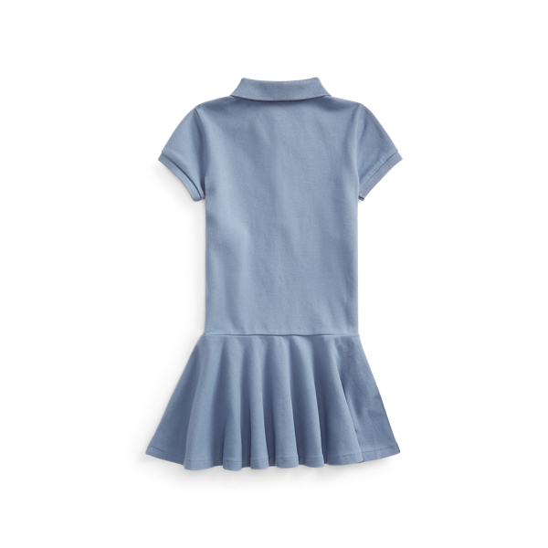 Capri Blue Stretch Cotton Mesh Polo Dress Girls 2-6x 2