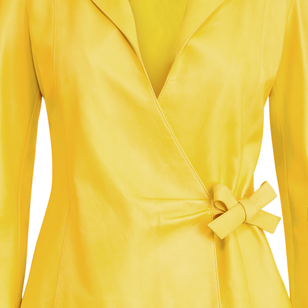 Yellow Alaina Lambskin Wrap Jacket Ralph Lauren Collection 7