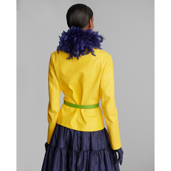 Yellow Alaina Lambskin Wrap Jacket Ralph Lauren Collection 5