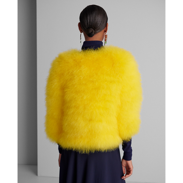 Canary Yellow Adalyn Marabou-Feather Coat Ralph Lauren Collection 5
