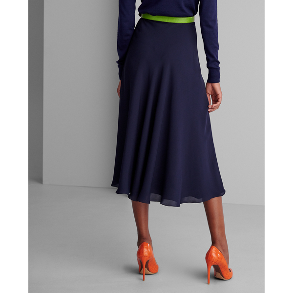 Deep Navy Cailyn Silk Skirt Ralph Lauren Collection 4